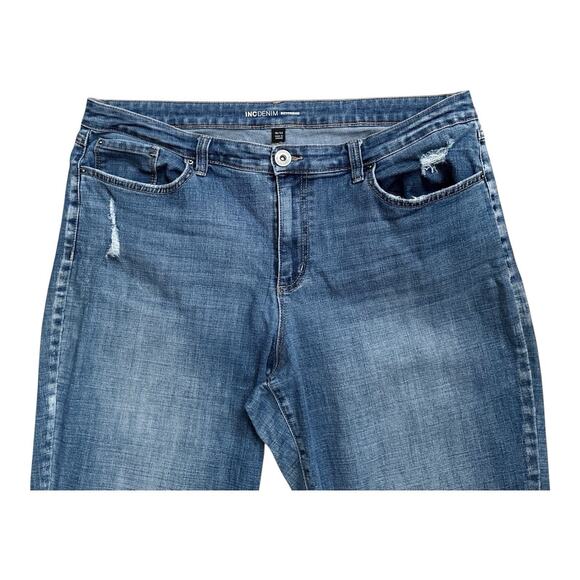 INC Womens Size 16 Ripped Destroyed Boyfriend Blue Jeans 29.5" Inseam - Picture 4 of 6